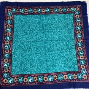 Glentex Blue & Teal 30" Floral Square Scarf